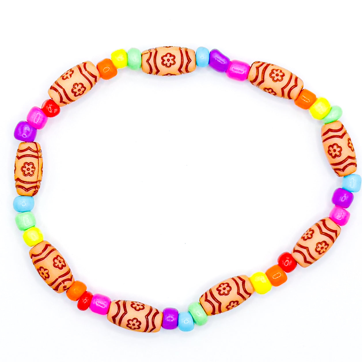 Rainbow Tropical Seed Beaded Bracelet