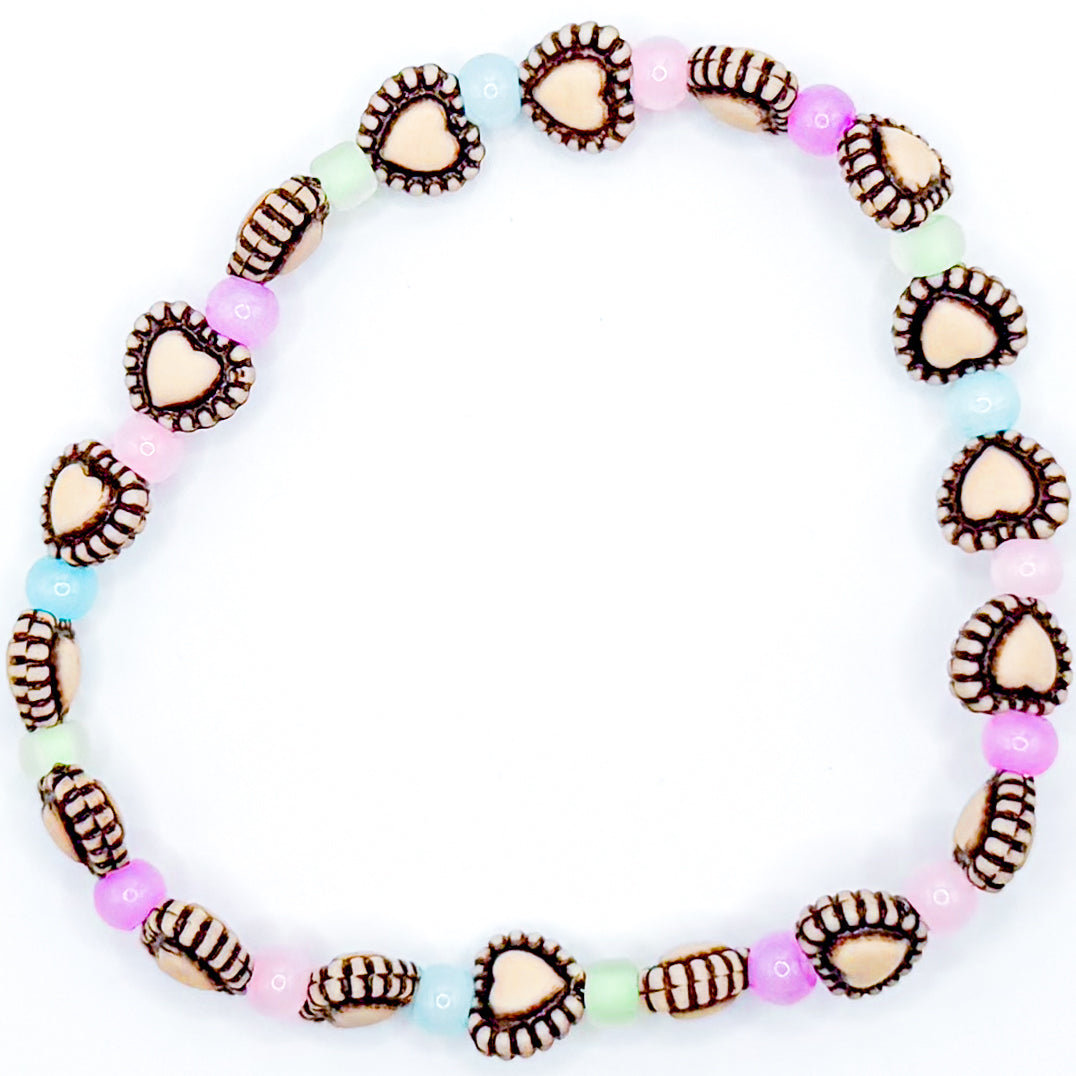 Pastel Tropical Hearts Seed Bead Bracelet