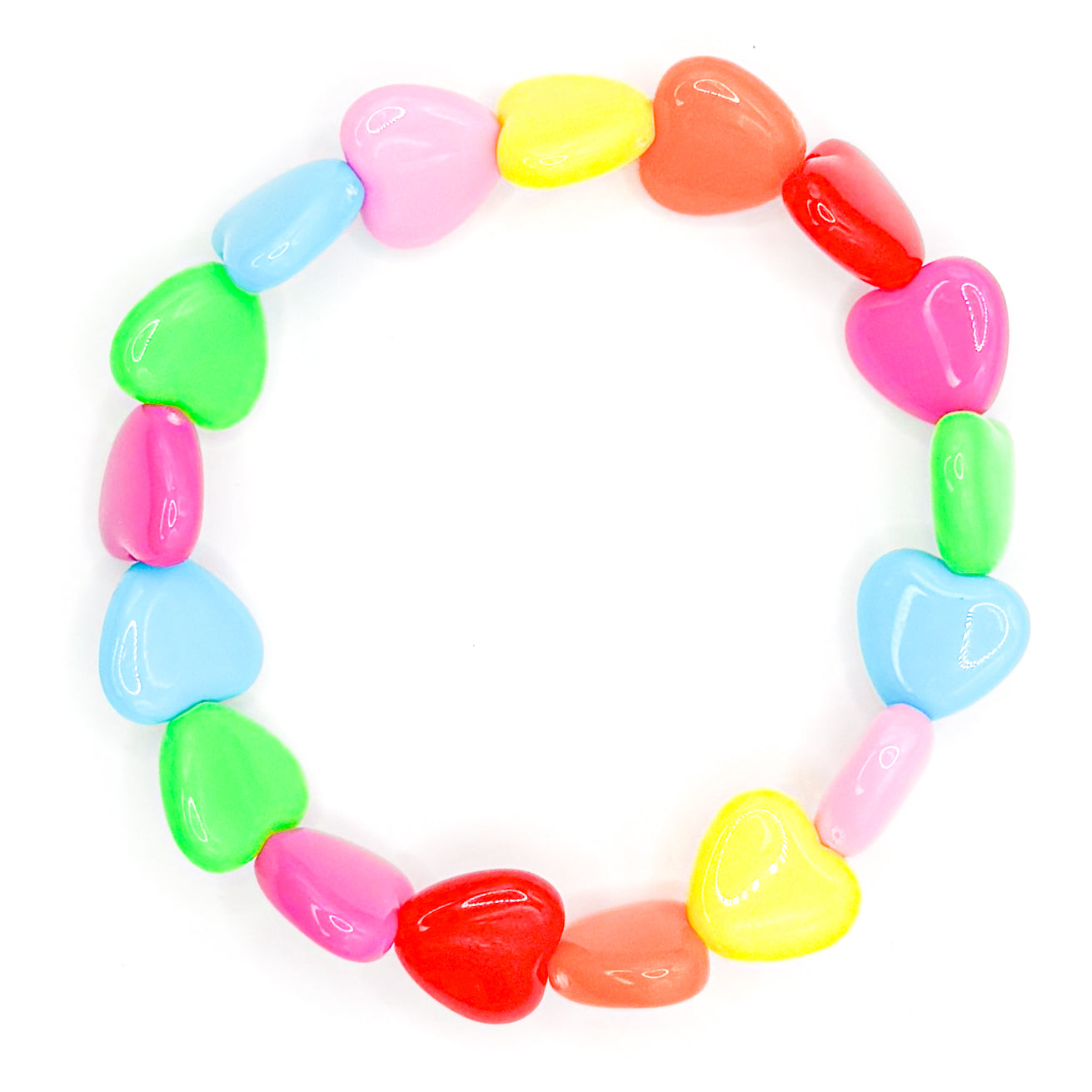 Shiny Rainbow Hearts Beaded Bracelet