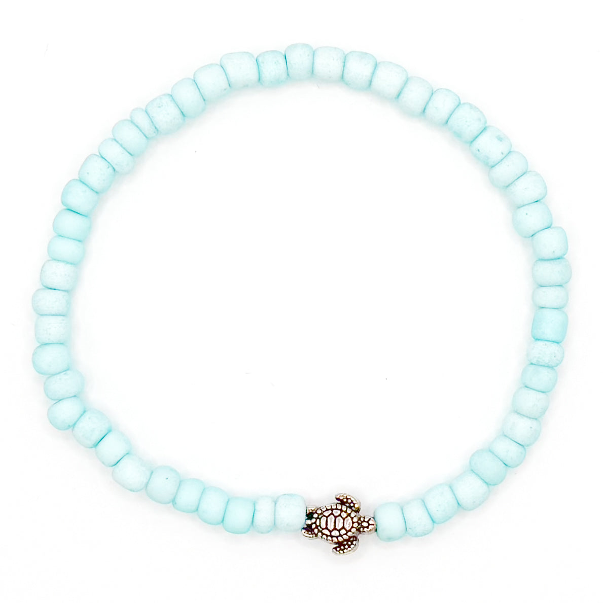 Light Blue Turtle Seed Beaded Bracelet
