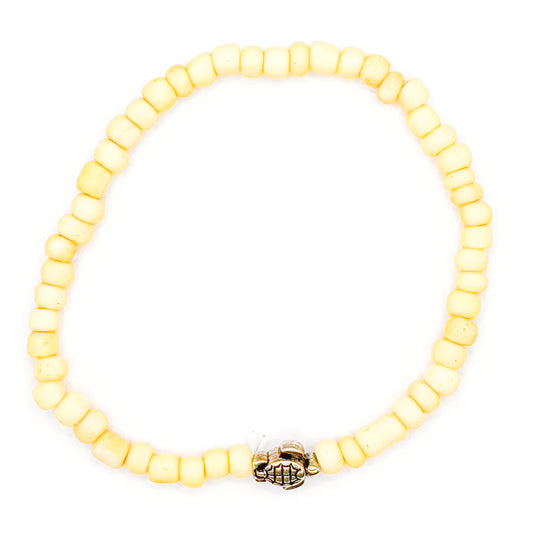 Butter Yellow Turtle Seed Beaded Bracelet