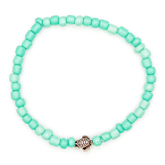 Green Turtle Seed Beaded Bracelet