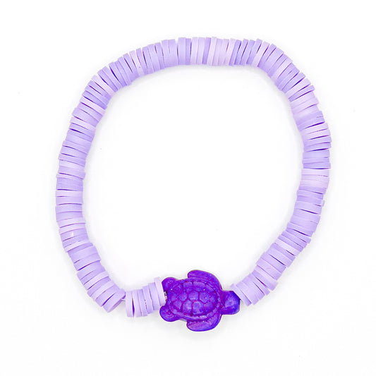 Purple Sea Turtle Clay Beaded Bracelet