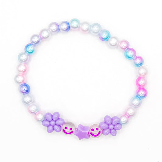 Mermaid Flowers Purple Beaded Bracelet
