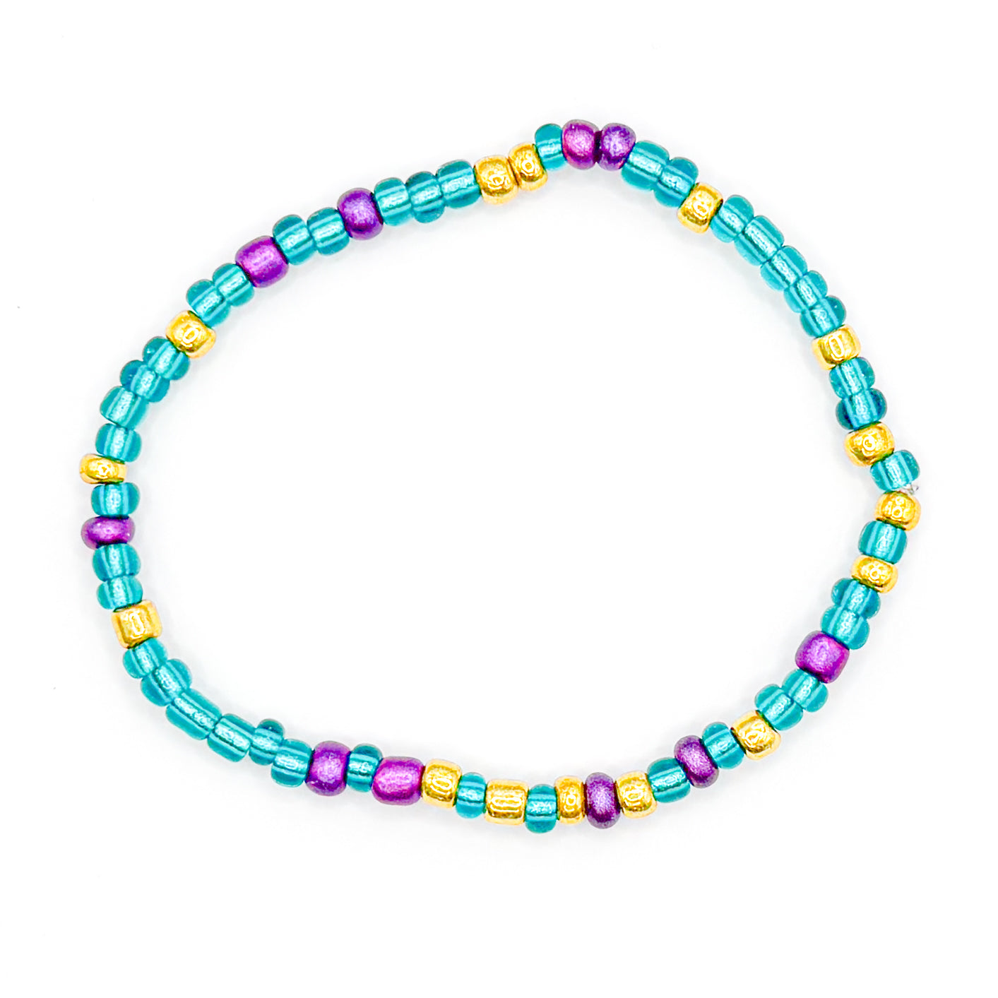 Mardi Gras Seed Beaded Bracelet