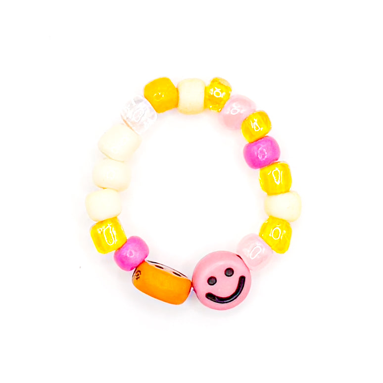 Yellow and Pink Smiley Ring