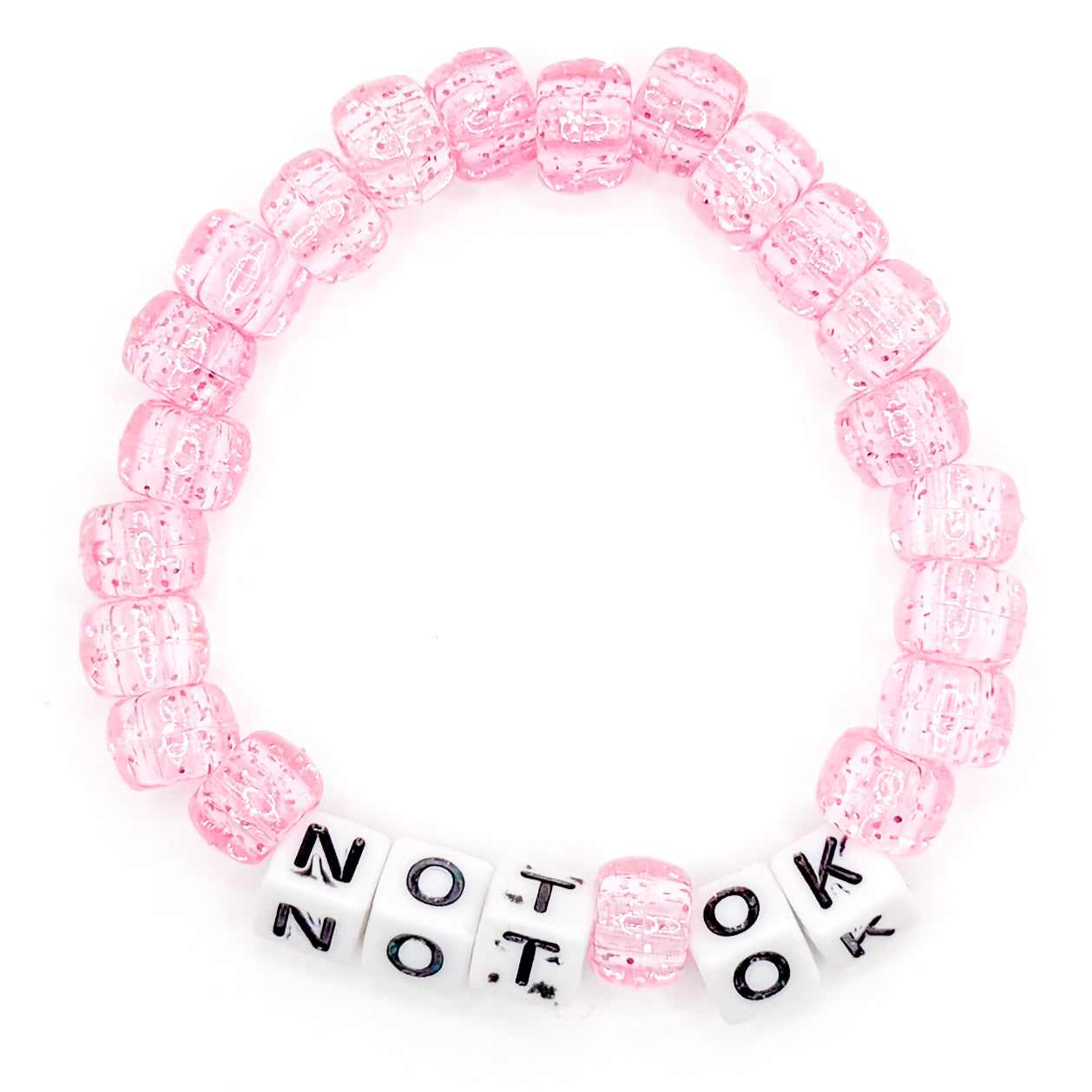 Pink "Not Ok" Beaded Bracelet