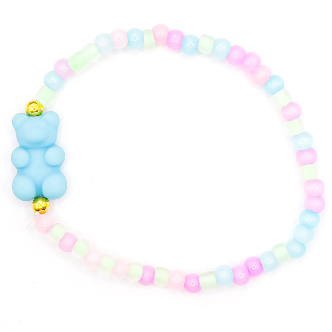 Blue Jelly Gummy Bear Seed Beaded Bracelet