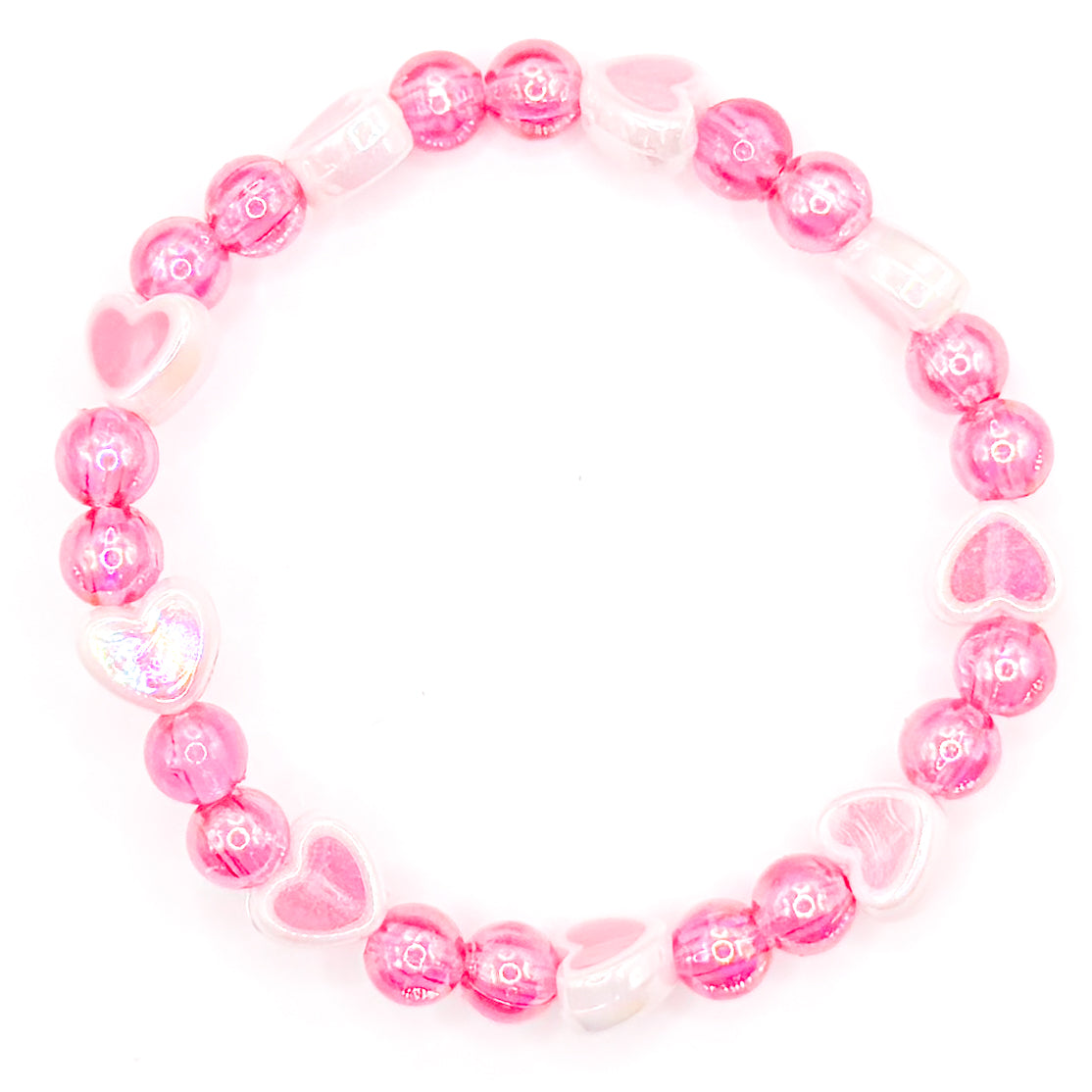 Pink Heart Bubbles Beaded Bracelet