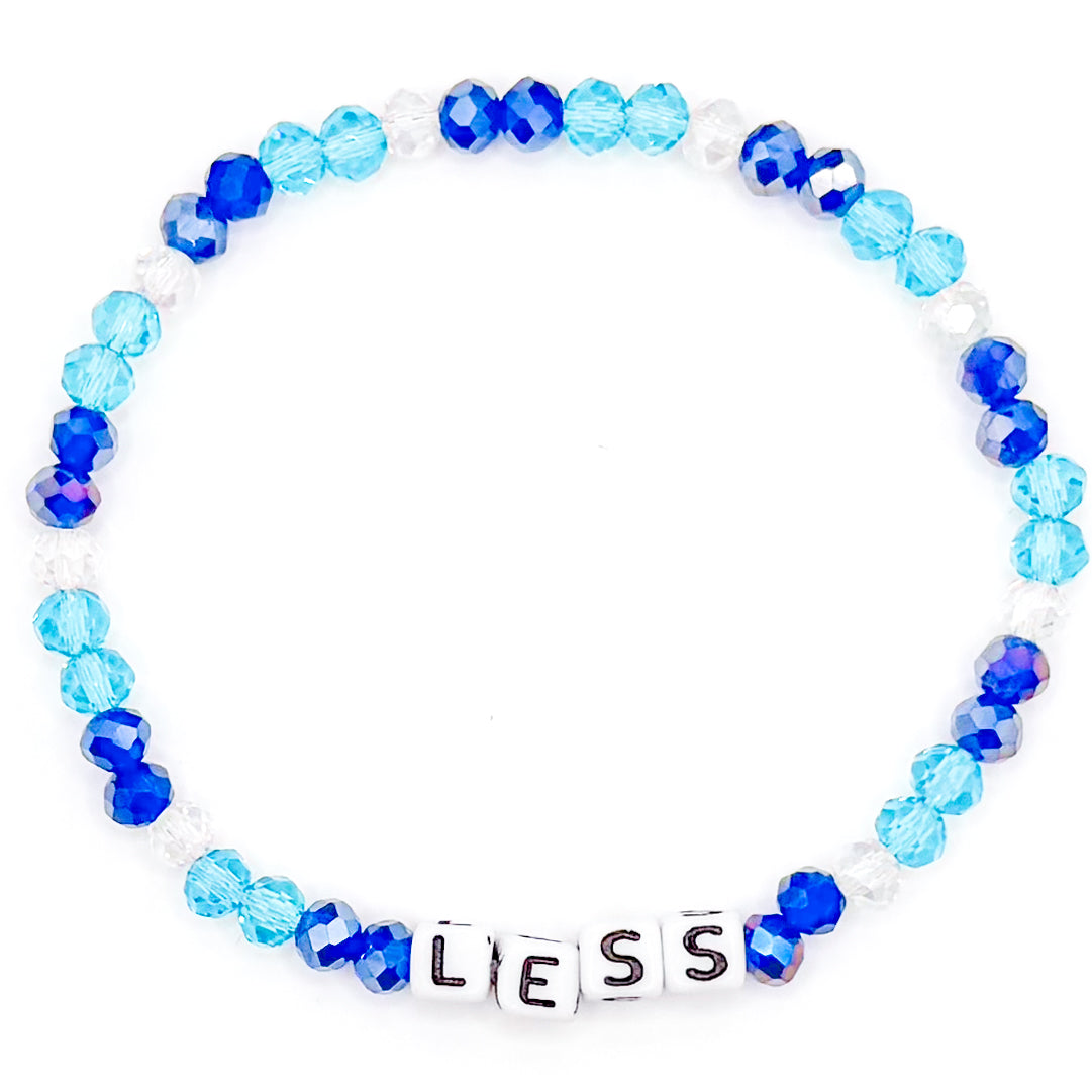 Blue "LESS" Bead Buddy Bracelet