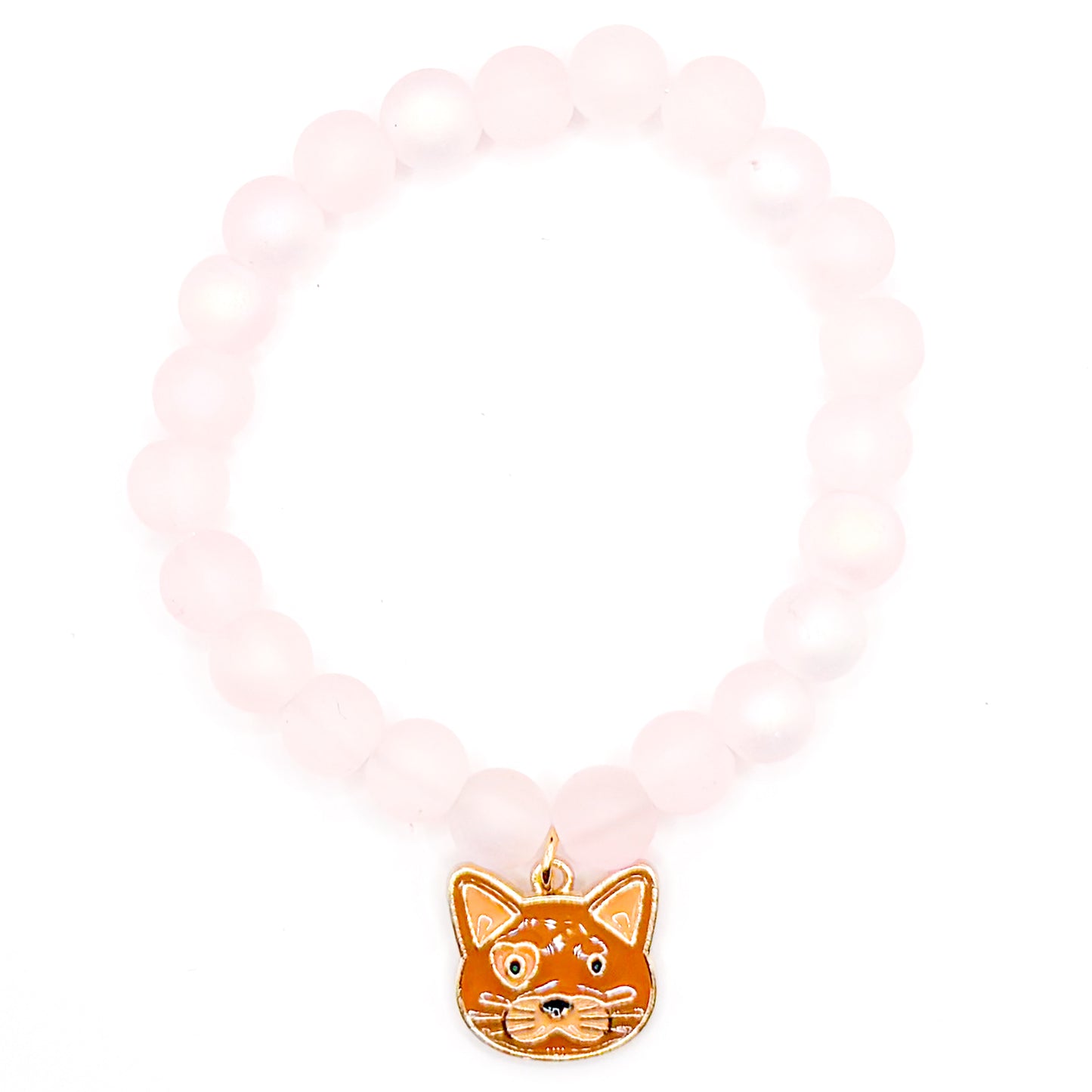 Light Pink Cat Glass Beaded Bracelet