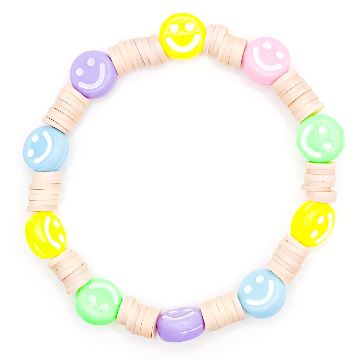 Colorful Happy Smiles Clay Beaded Bracelet