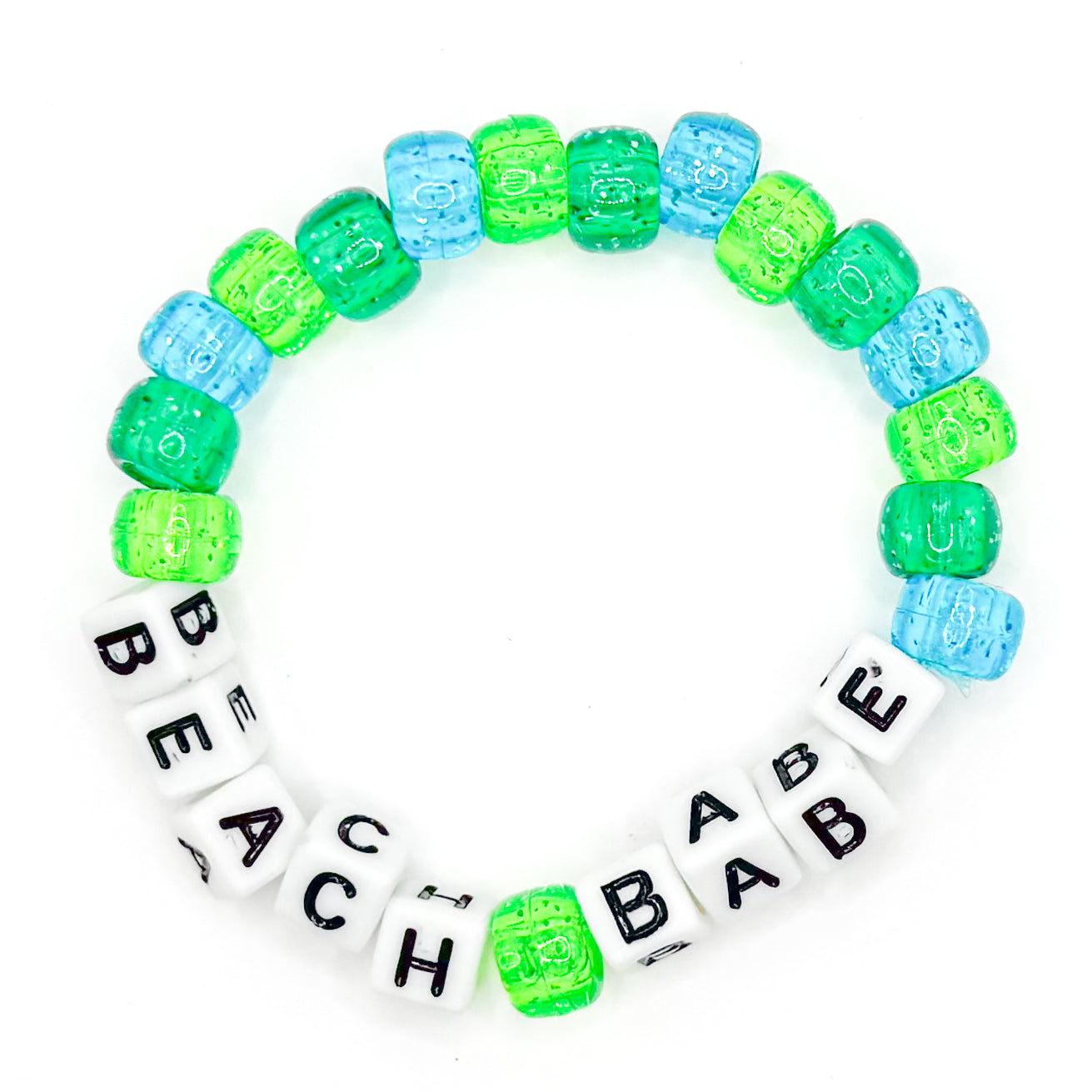 Green and Blue "Beach Babe" Beaded Bracelet
