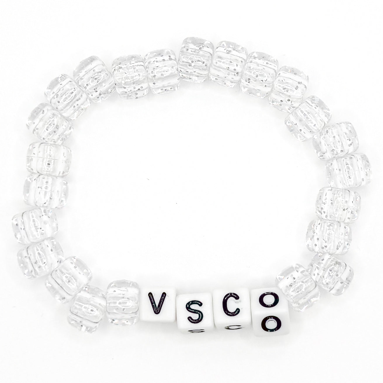 Clear "VSCO" Beaded Bracelet