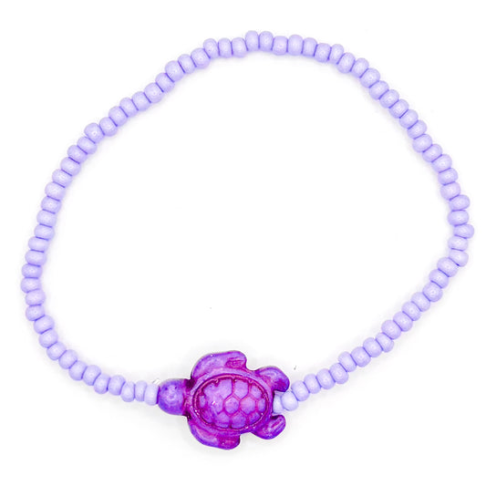 Purple Sea Turtle Seed Beaded Bracelet