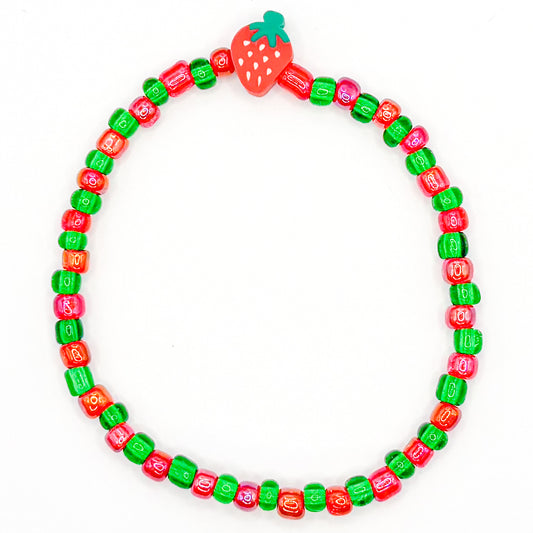 Strawberry Shortcake Seed Beaded Bracelet
