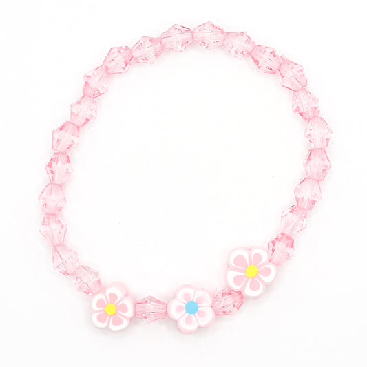 Pink Aloha Flowers Beaded Bracelet