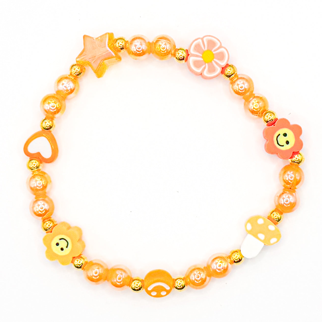 Classic Orange Charms Beaded Bracelet