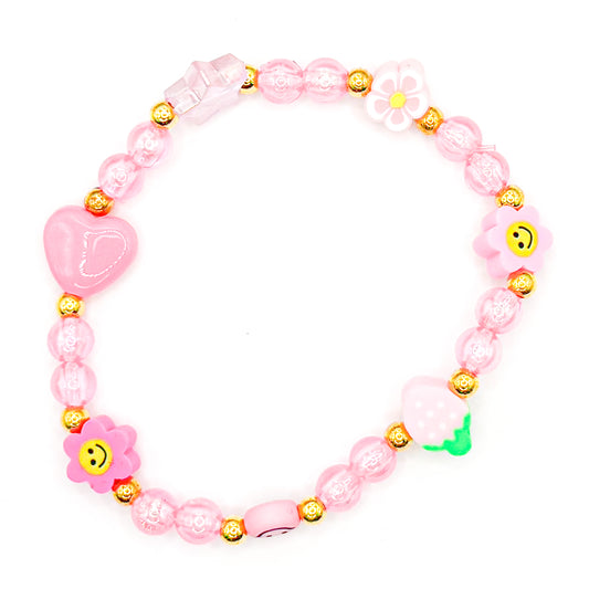 Classic Pink Charms Beaded Bracelet