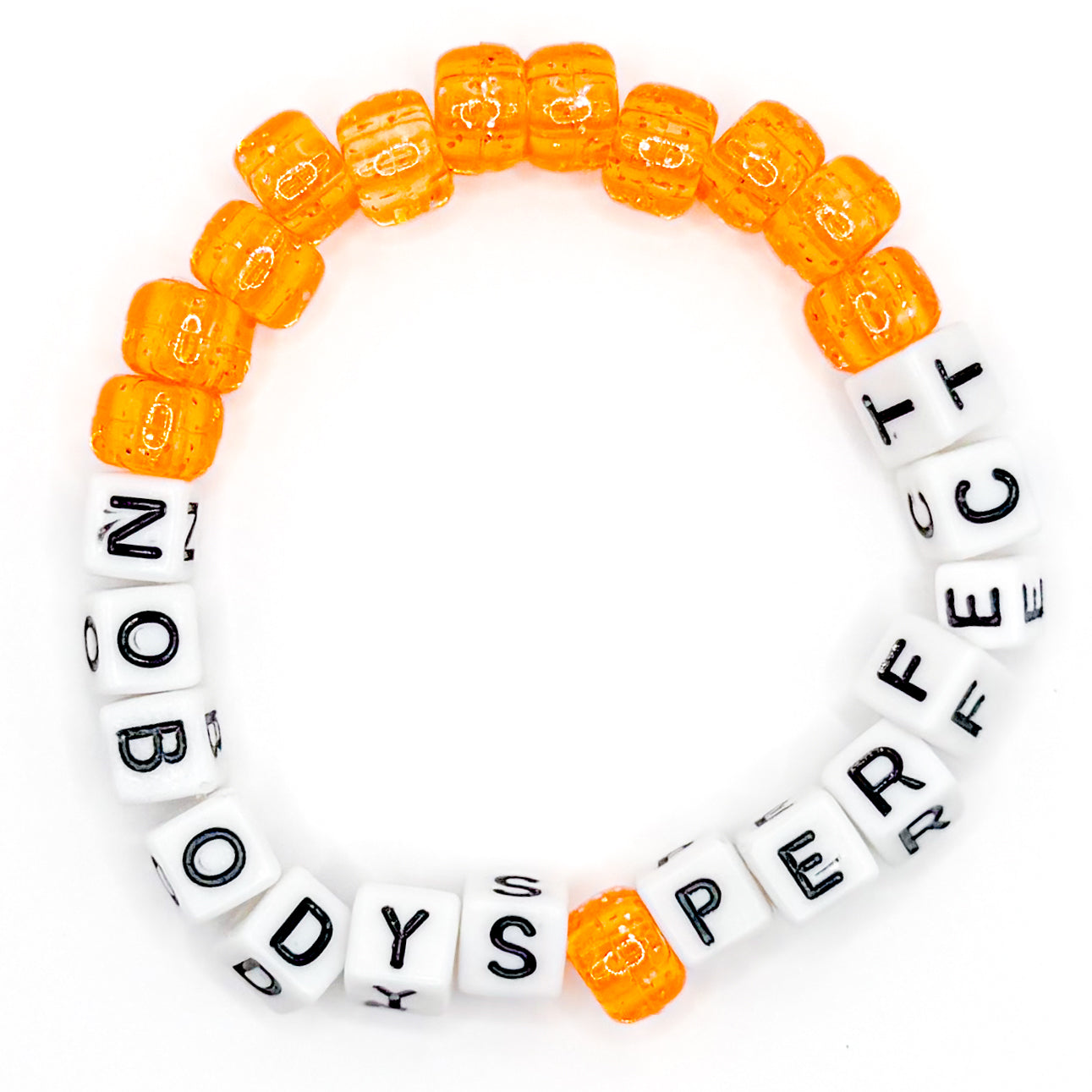 Orange "Nobody's Perfect" Beaded Bracelet