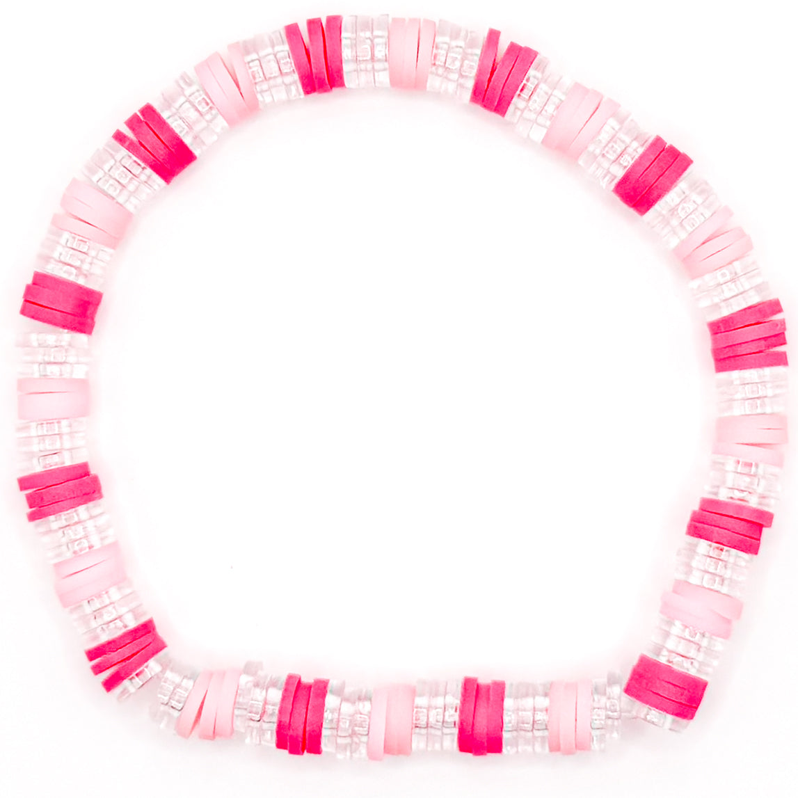 Pink and Clear Beaded Bracelet