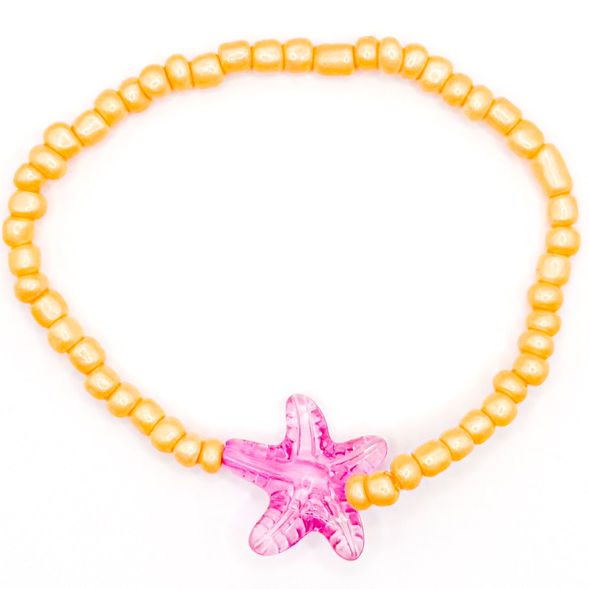Orange and Pink Starfish Seed Beaded Bracelet