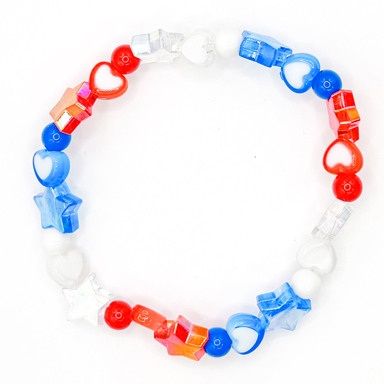 Patriotic Hearts Beaded Bracelet