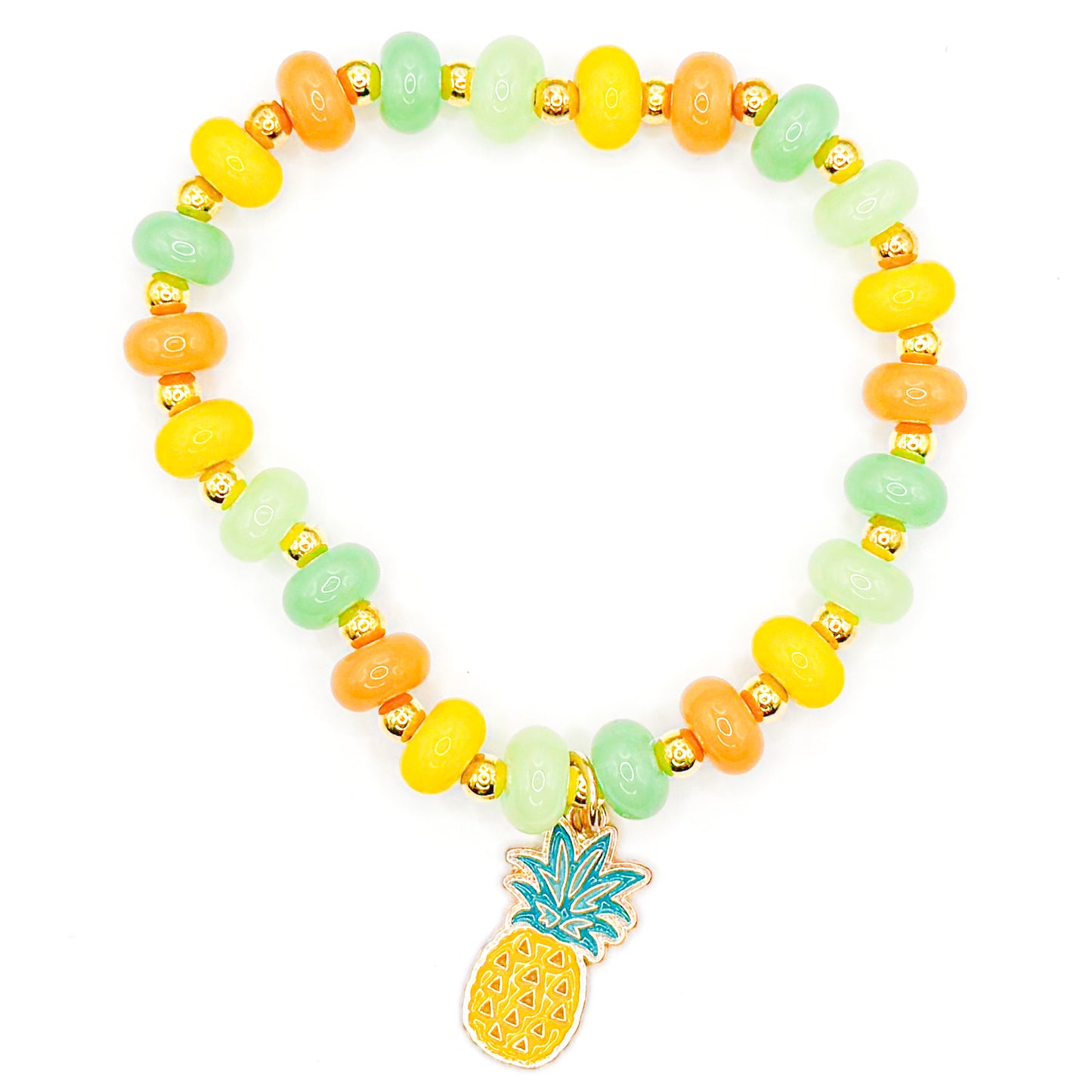 Pineapple Coastal Glass Beaded Bracelet