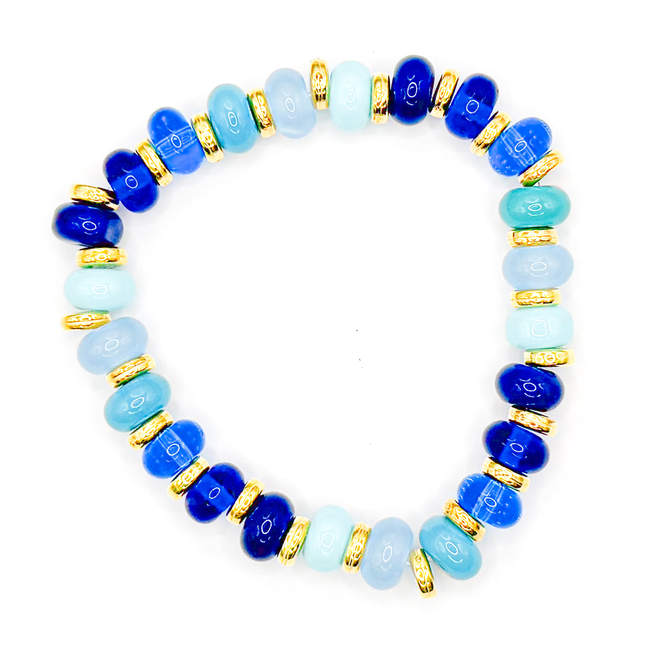Dark Blue Coastal Glass Beaded Bracelet