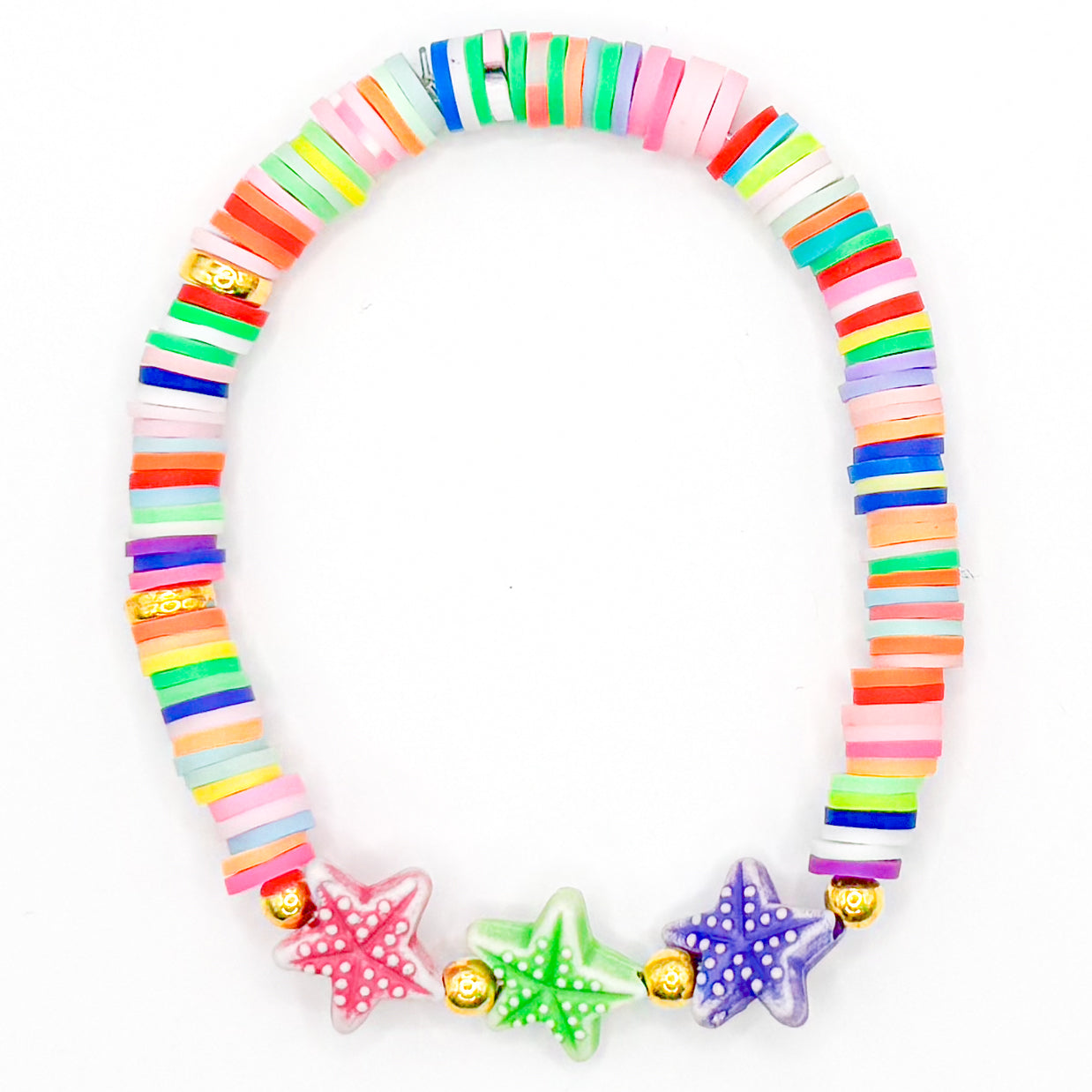 Rainbow Starfish Clay Beaded Bracelet