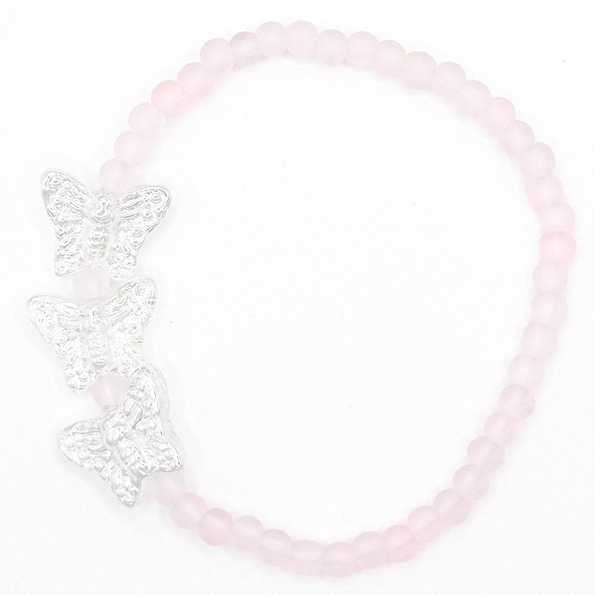 Clear Butterflies Glass Beaded Bracelet