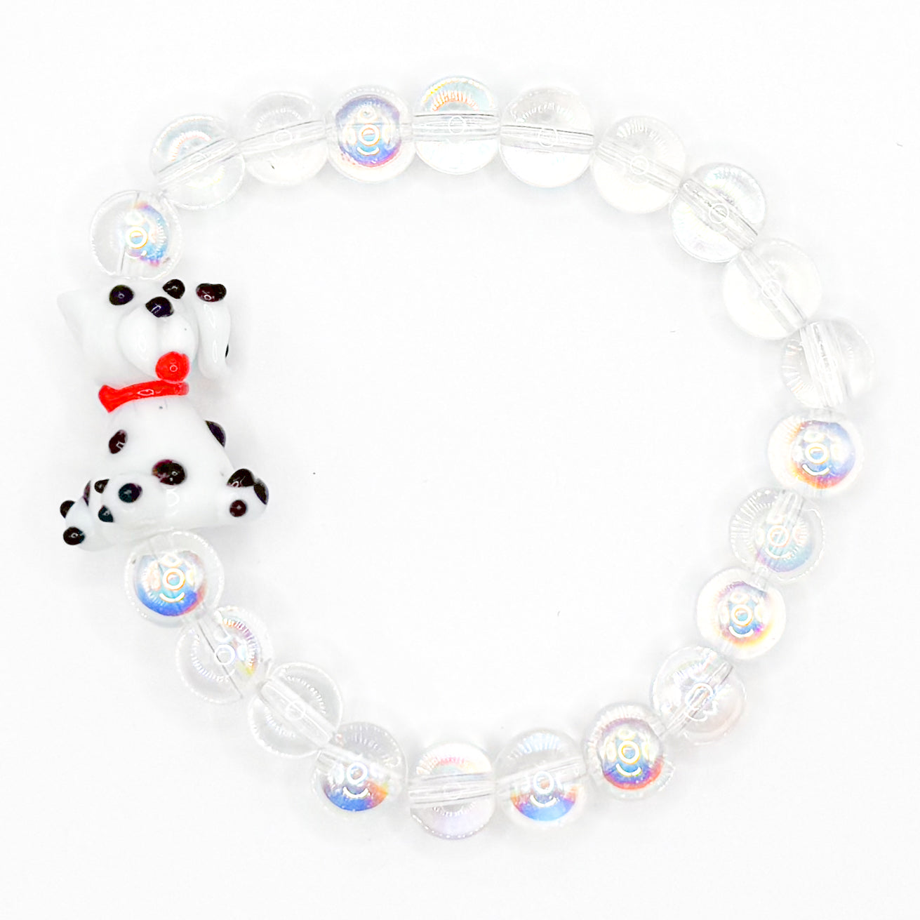 Dalmatian Glass Beaded Bracelet