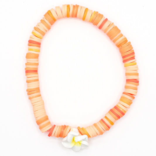 Orange Aloha Flower Clay Beaded Bracelet
