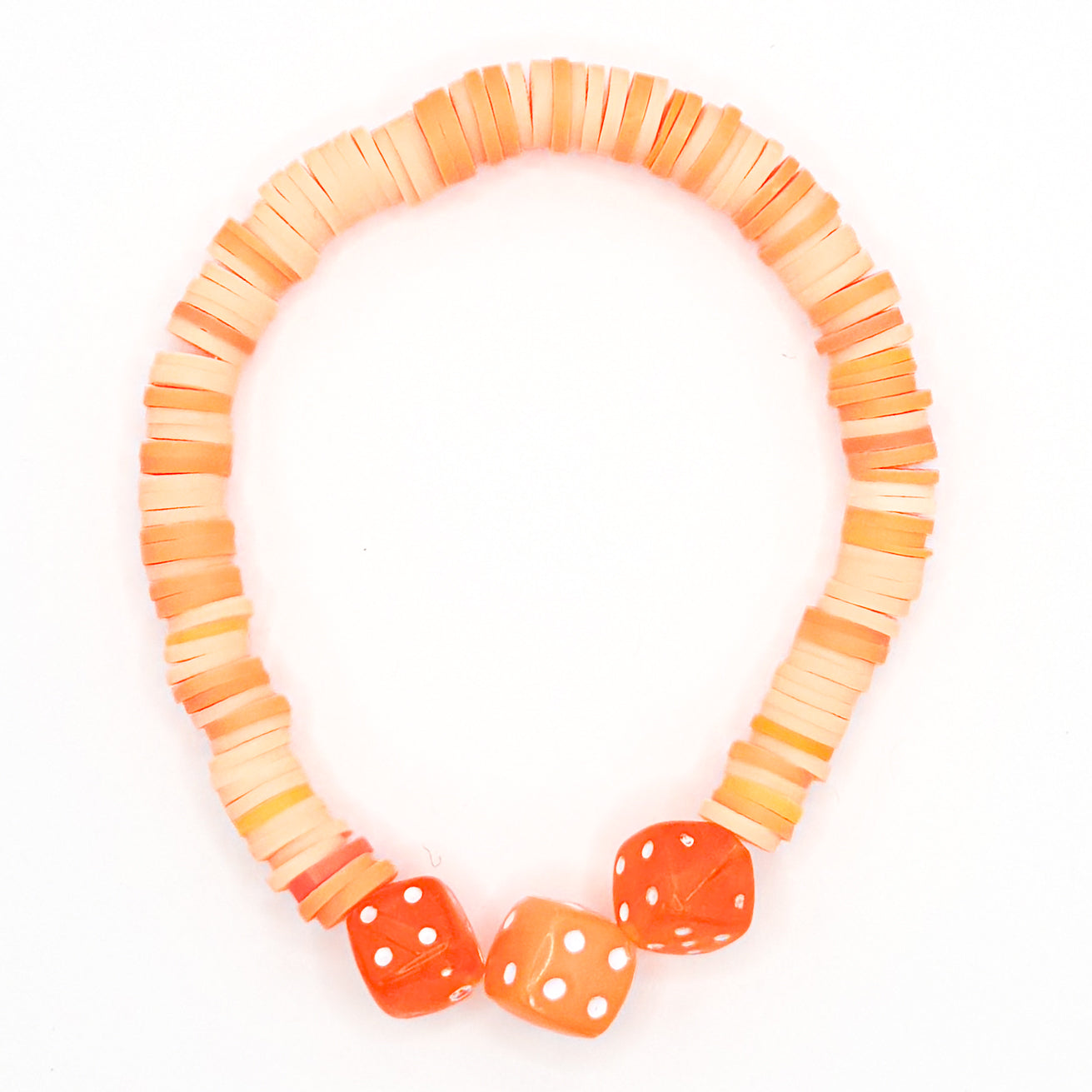 Lucky Orange Clay Beaded Bracelet