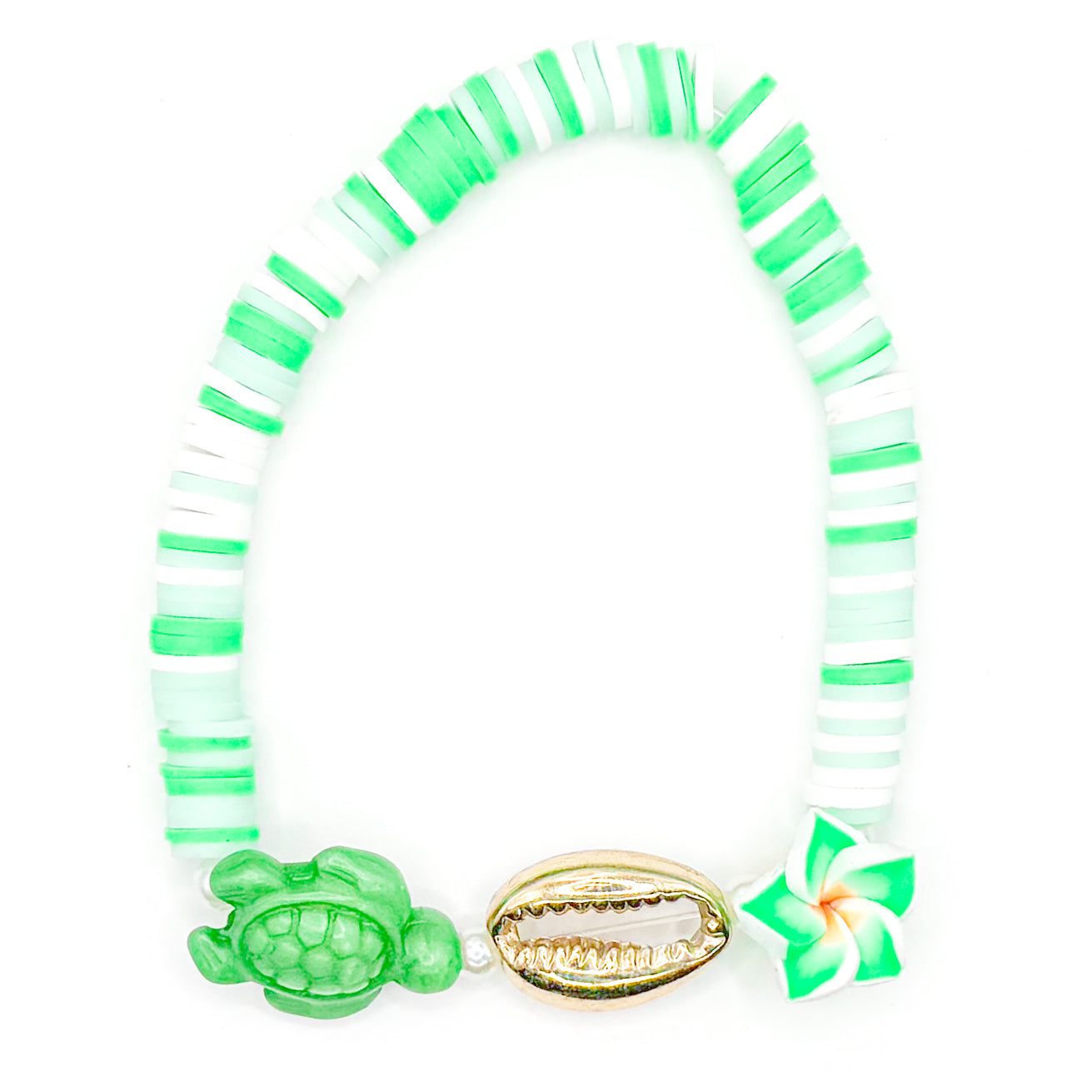 Green Aloha Clay Beaded Bracelet