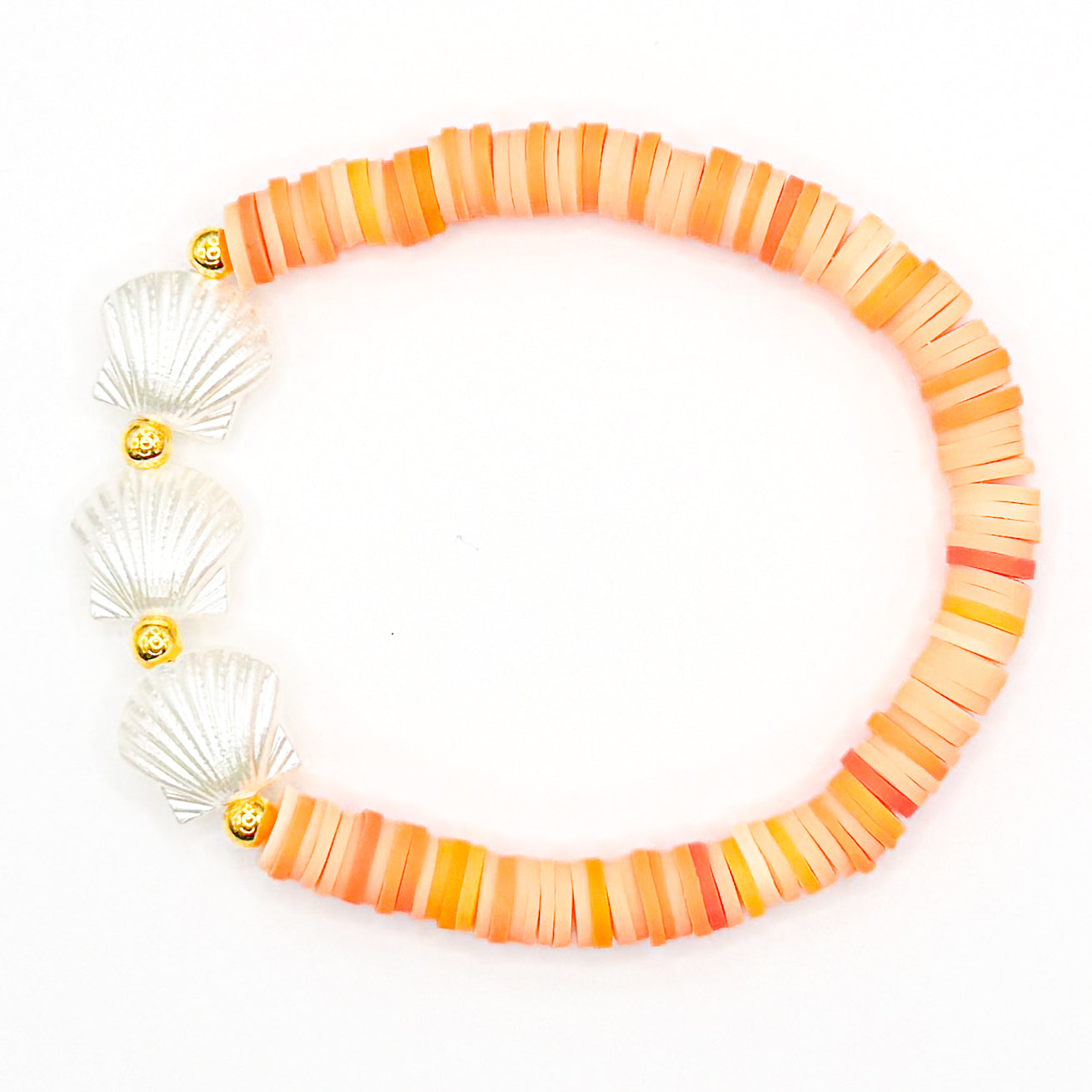 Orange Shells Clay Beaded Bracelet