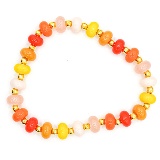 Orange Yellow Coastal Glass Beaded Bracelet