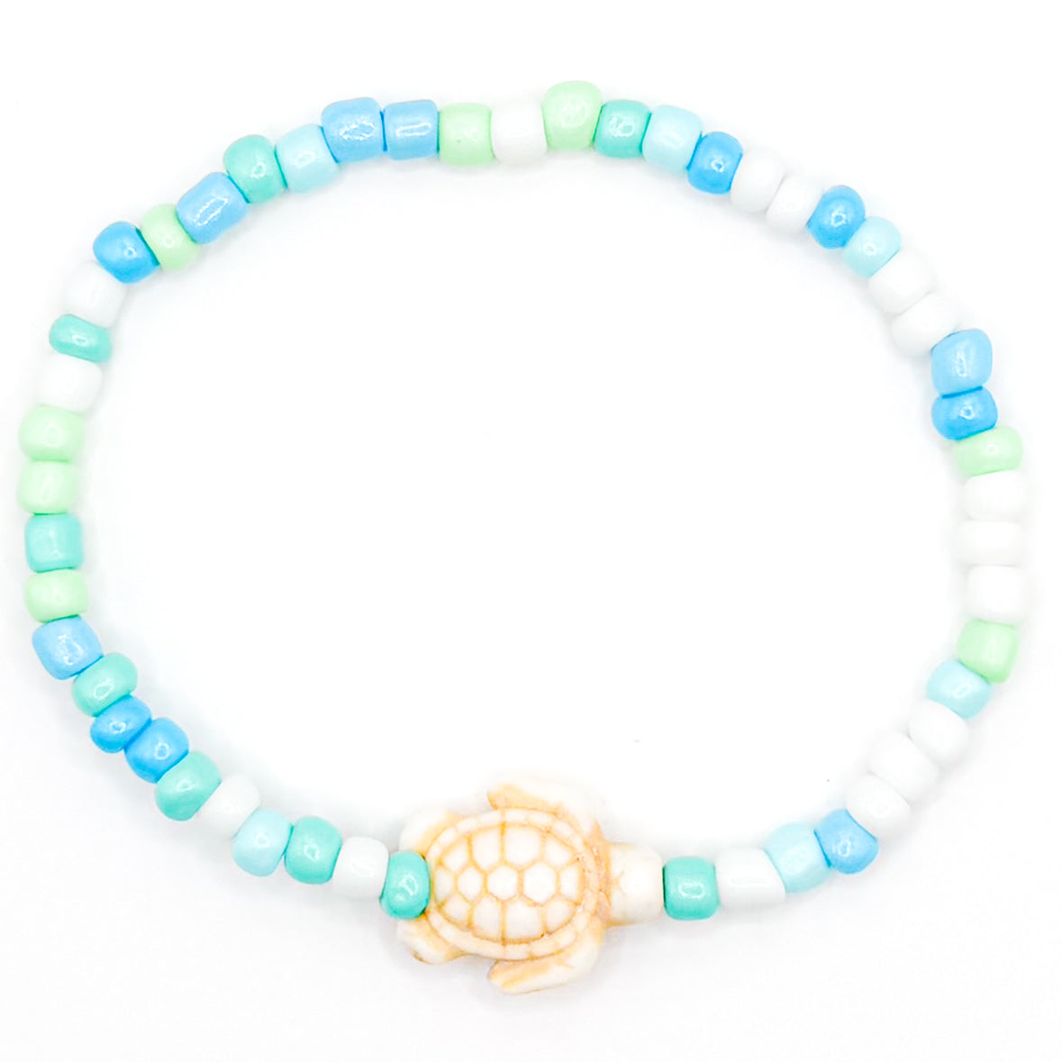 Ocean Sparkle Sea Turtle Seed Beaded Bracelet