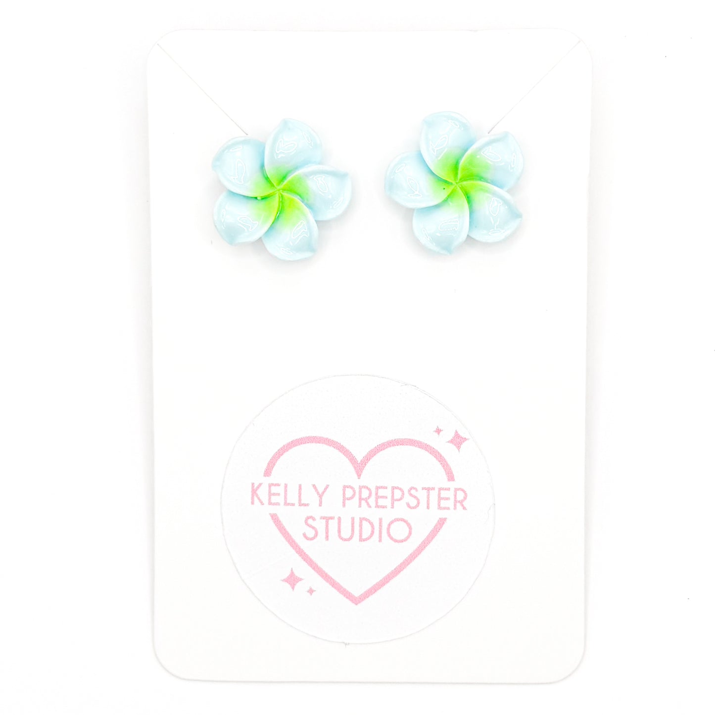 Blue Aloha Flowers Post Earrings