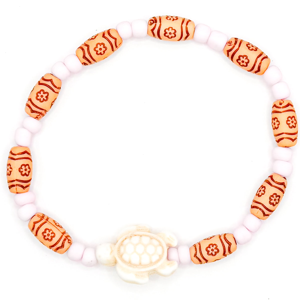 Pink Aloha Turtle Seed Beaded Bracelet