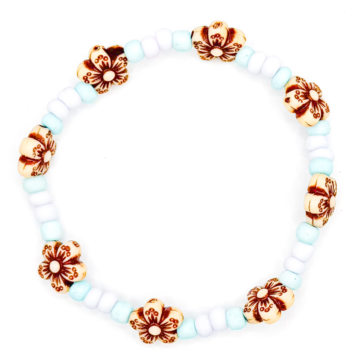 Tropical Flowers Seed Beaded Bracelet