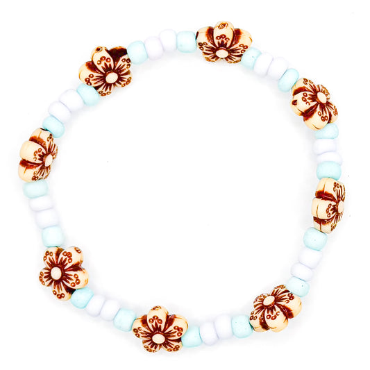 Tropical Flowers Seed Beaded Bracelet