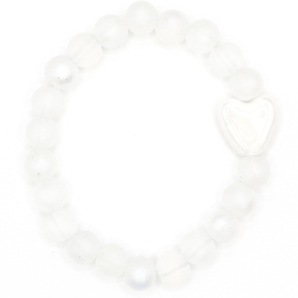 Clear Heart Glass Beaded Bracelet