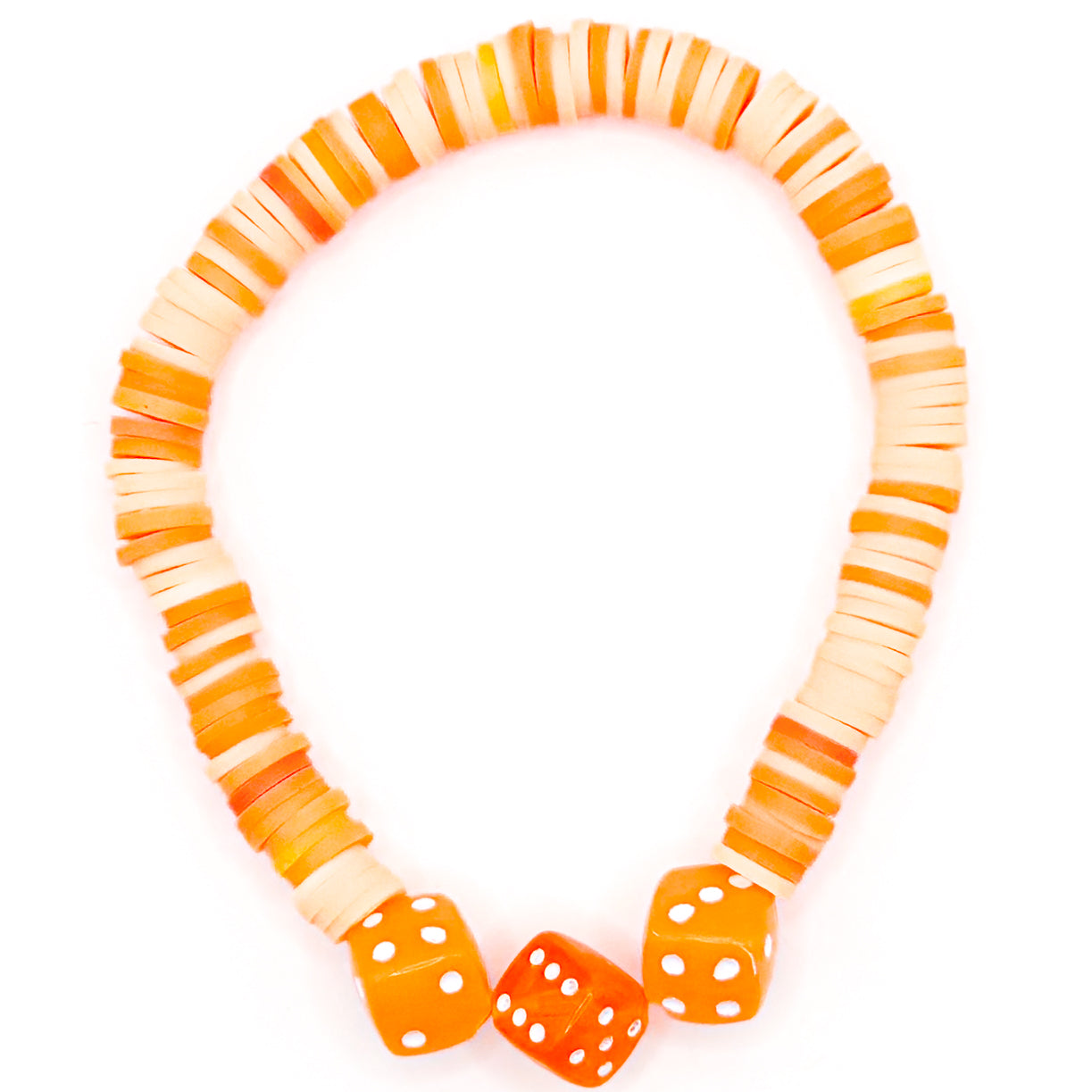Orange Dice Clay Beaded Bracelet