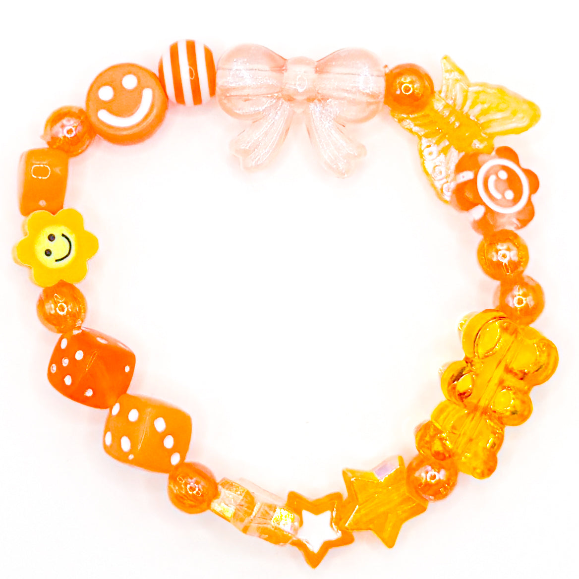 Orange Summer Splash Bow Charm Bracelet