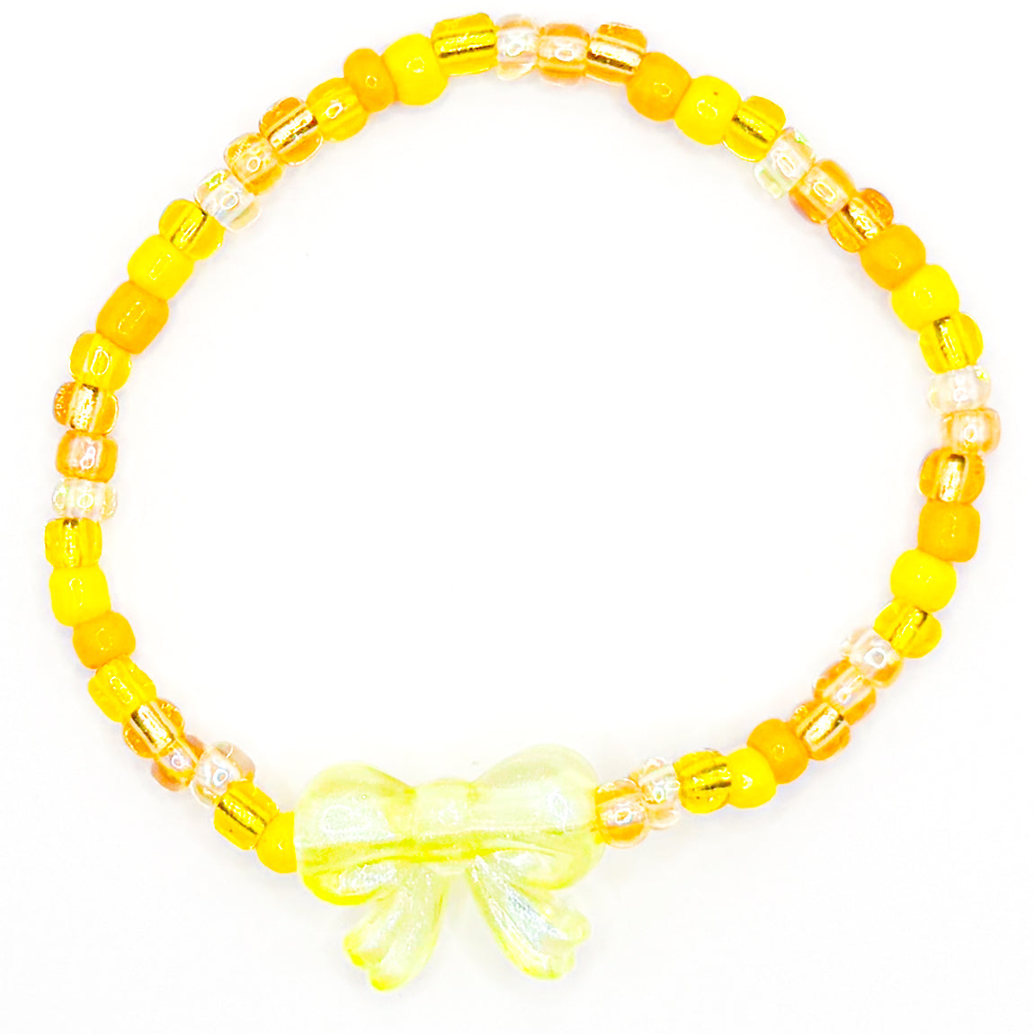 Yellow Bow Seed Beaded Bracelet