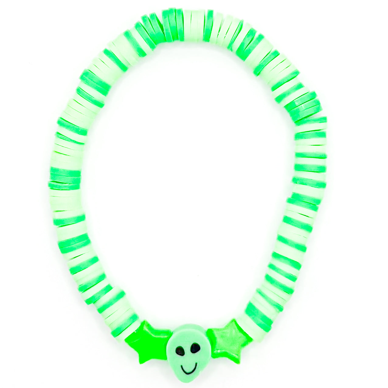 Green Alien Clay Beaded Bracelet
