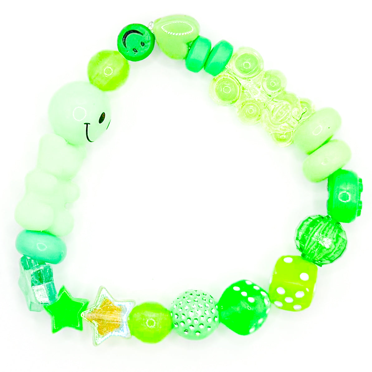 Green Summer Splash Charm Beaded Bracelet