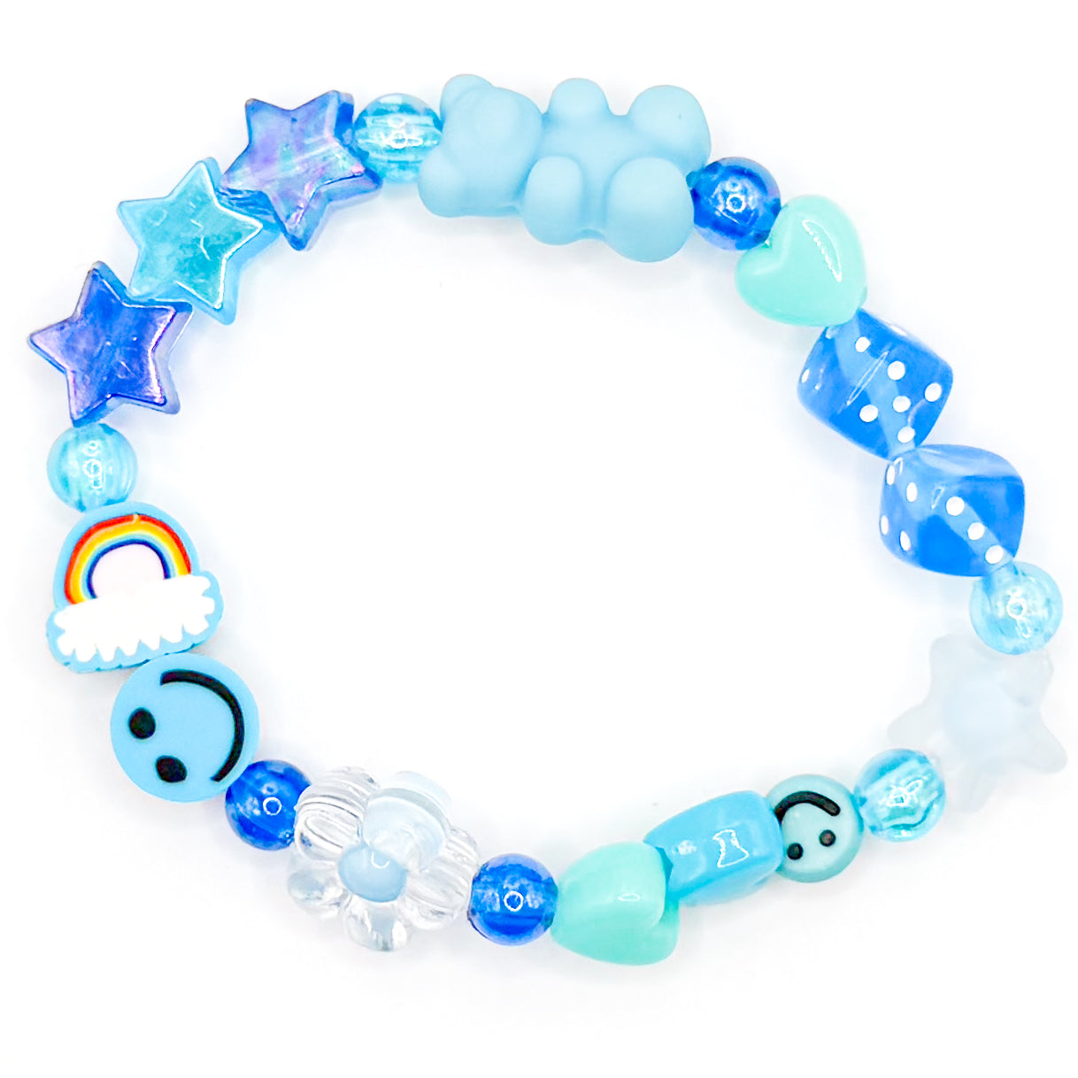 Blue Summer Splash Charm Beaded Bracelet