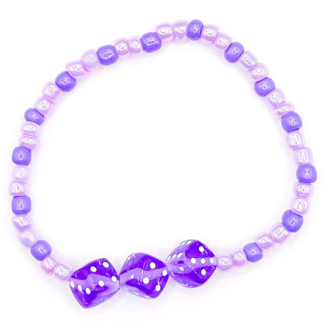 Purple Dice Seed Beaded Bracelet